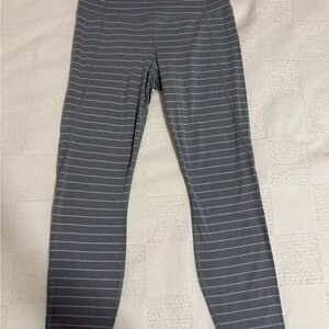Athleta Heather Gray Leggings with White Stripes
